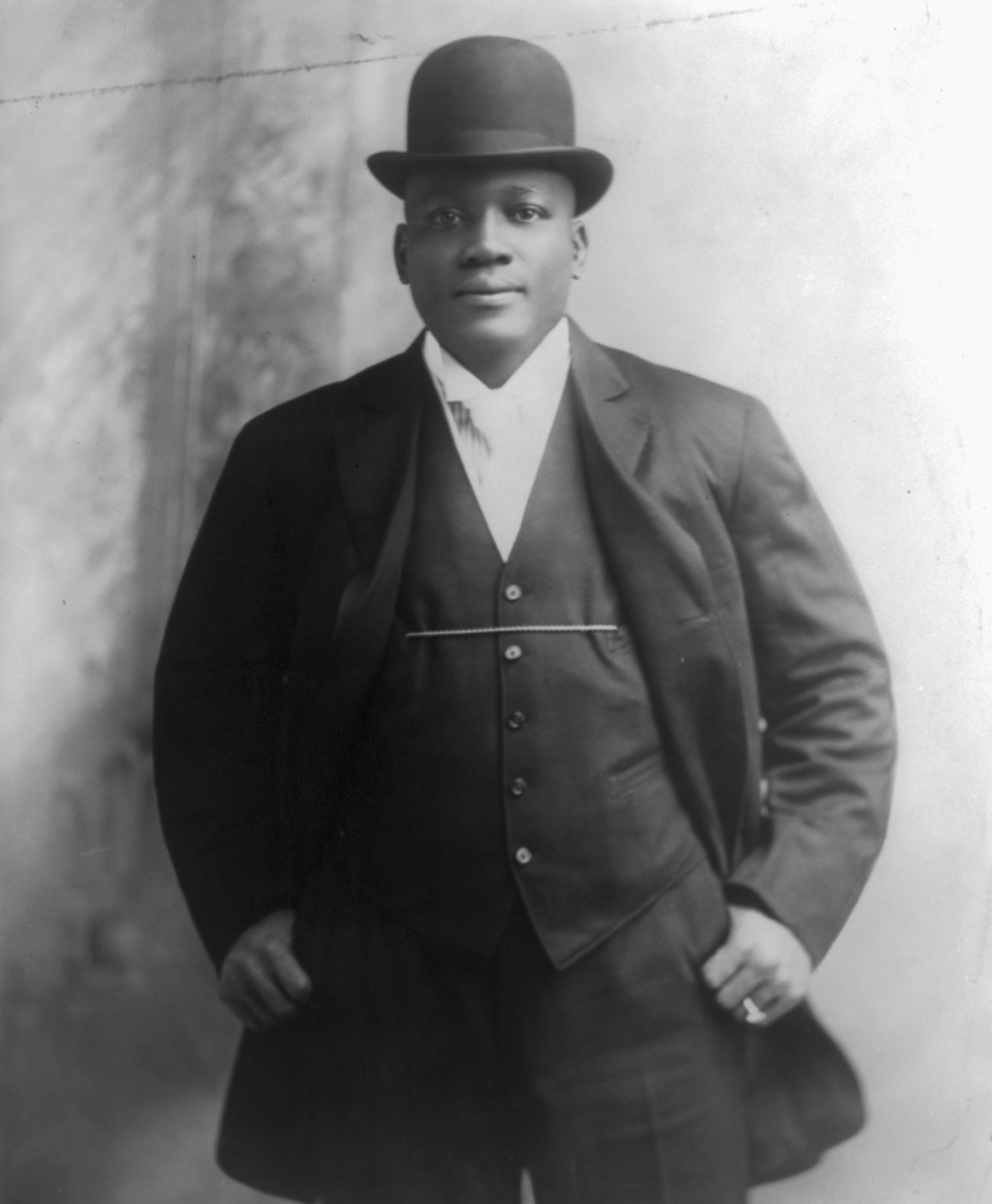 Jack Johnson, who was the world heavyweight boxing champion from 1908-1915, is the subject of a presentation April 19 by Samuel Gale, an adjunct instructor at UW-River Falls. (Library of Congress Prints and Photographs Division)